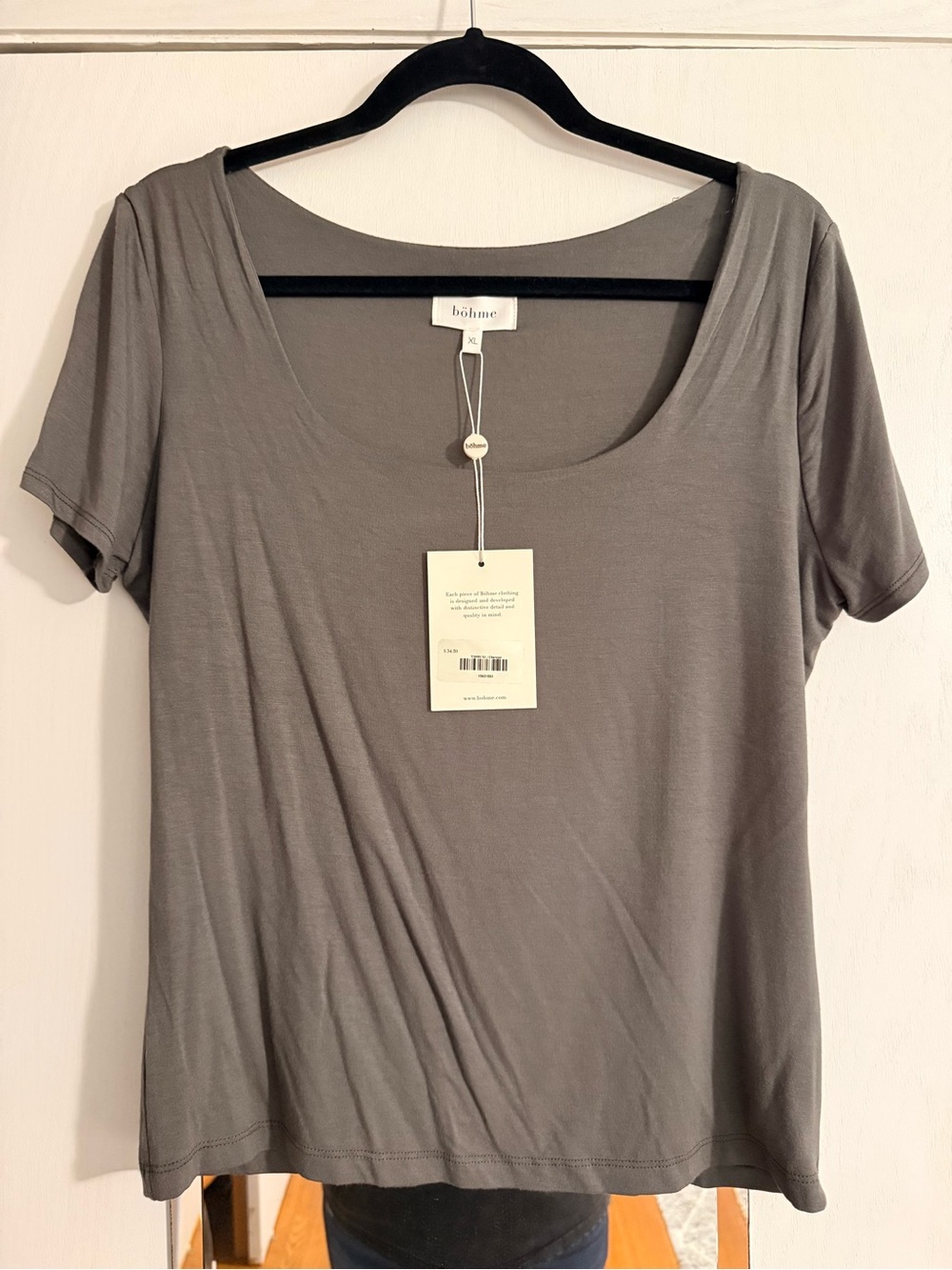 bohme Scoop Neck Short Sleeve Tee - Charcoal Gray